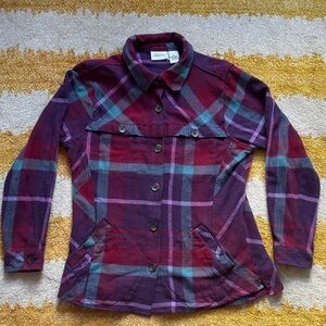 Vermont Country Store Women's Plaid Flannel Shirt Jacket Size M cotton purple